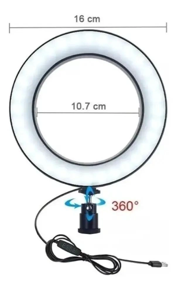 ARO DE LUZ LED DE 16 CM CON TRIPODE PARA FOTOGRAFIA - 4