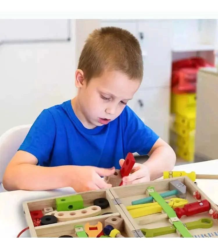 CAJA DE HERRAMIENTAS DE MADERA EDUCATIVA PARA NIÑOS - 10
