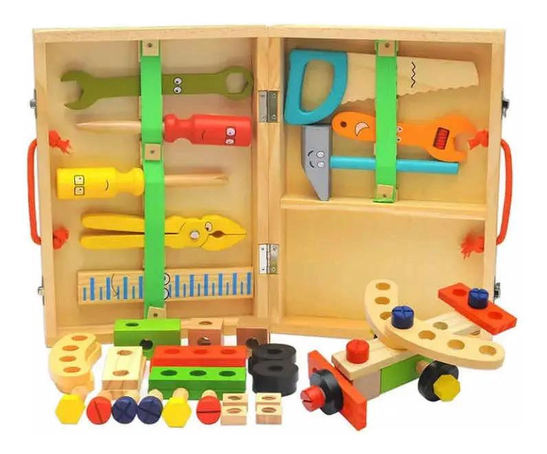CAJA DE HERRAMIENTAS DE MADERA EDUCATIVA PARA NIÑOS - 3