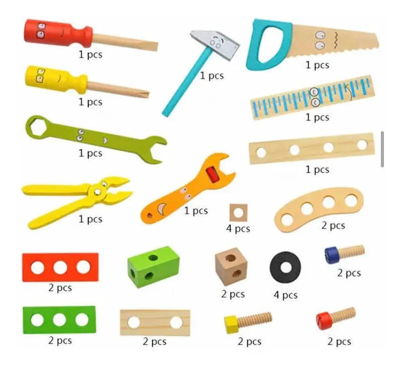 CAJA DE HERRAMIENTAS DE MADERA EDUCATIVA PARA NIÑOS - 6
