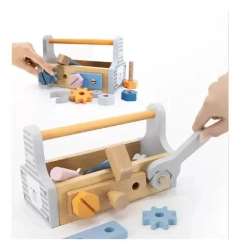 MALETA DE HERRAMIENTAS DE MADERA PARA NIÑOS, CREATIVA Y EDUCATIVA - 1