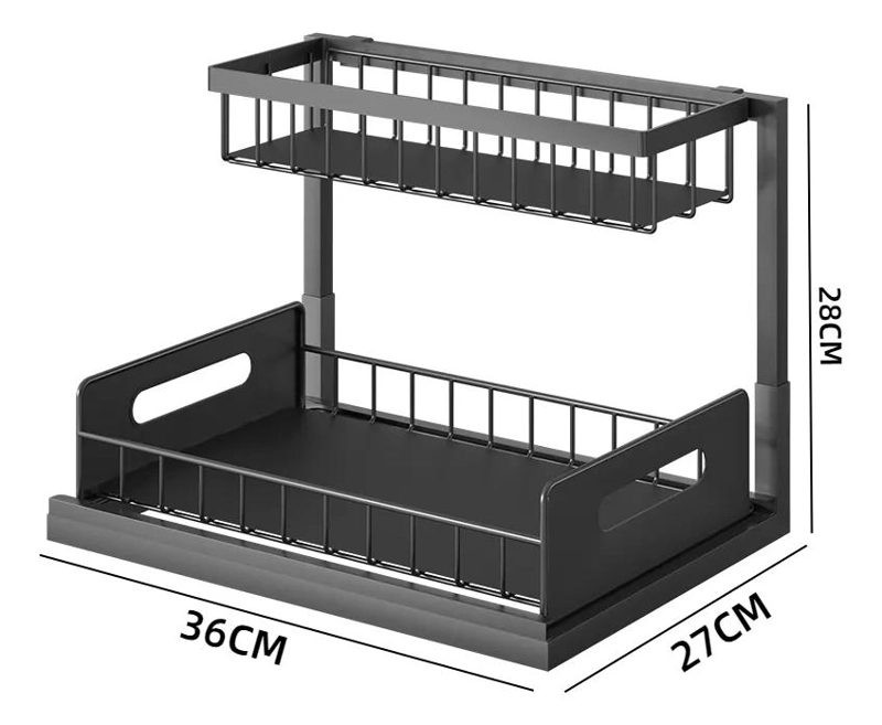 ORGANIZADOR METALICO DE LAVAPLATOS 2 NIVELES COLOR NEGRO - 2