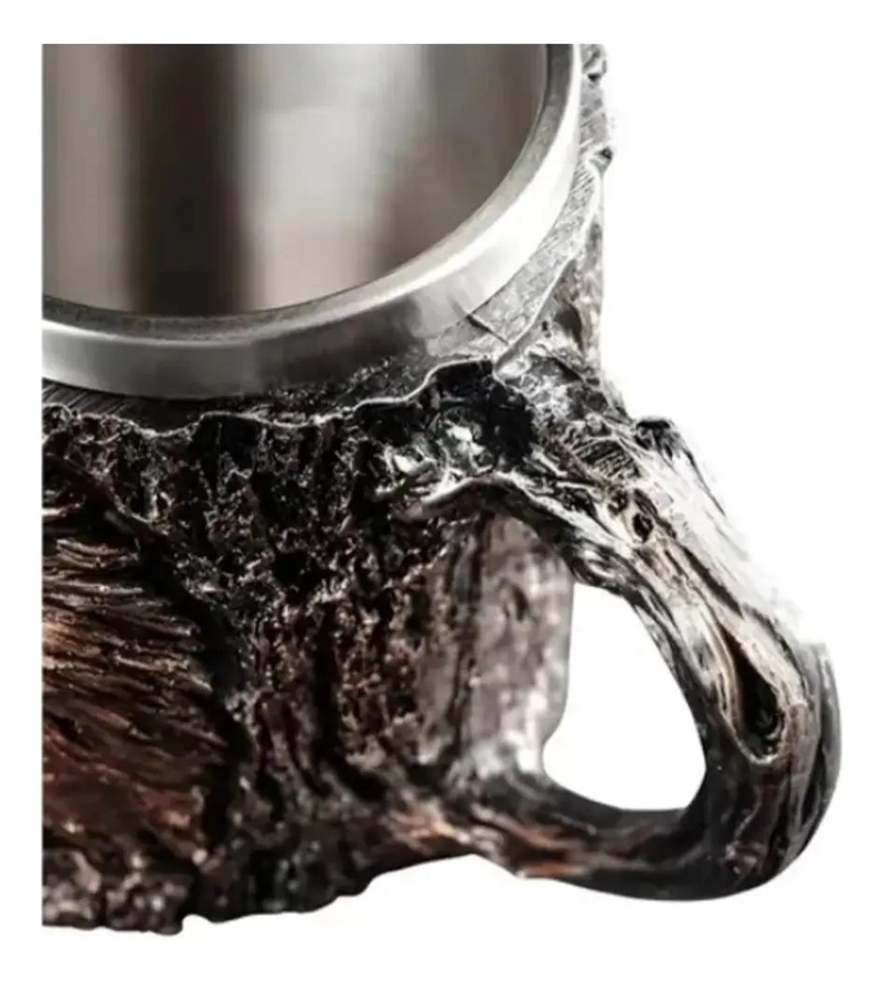 VASO SHOPERO 3D CON DISEÑO DE AGUILA EN RESINA Y ACERO INOXIDABLE - 5