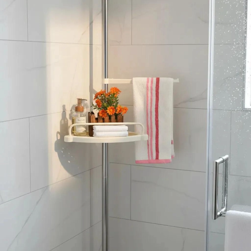 ESQUINERO ORGANIZADOR DE BAÑO AJUSTABLE CON 4 NIVELES DE ACERO CROMADO - 7