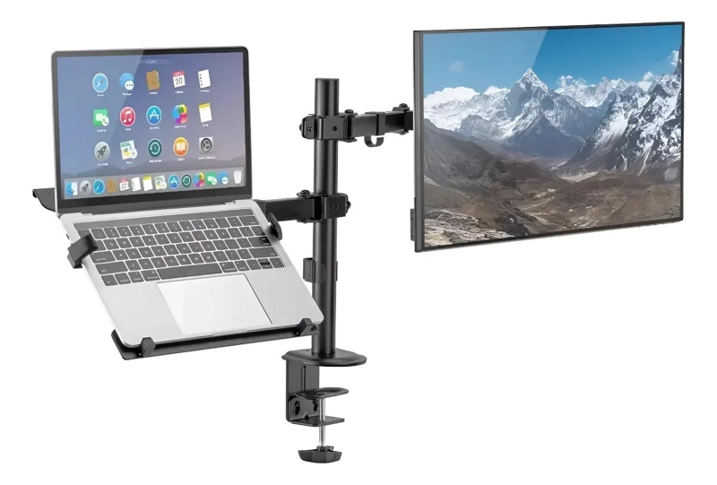 SOPORTE ARTICULADO ERGONOMICO PARA MONITOR Y LAPTOP AJUSTABLE - 1