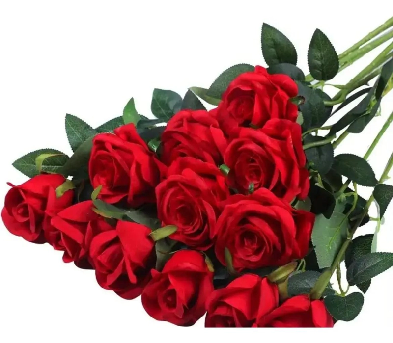 PACK DE 15 ROSAS ROJAS ARTIFICIALES DE 50 CM PARA DECORACION - 1