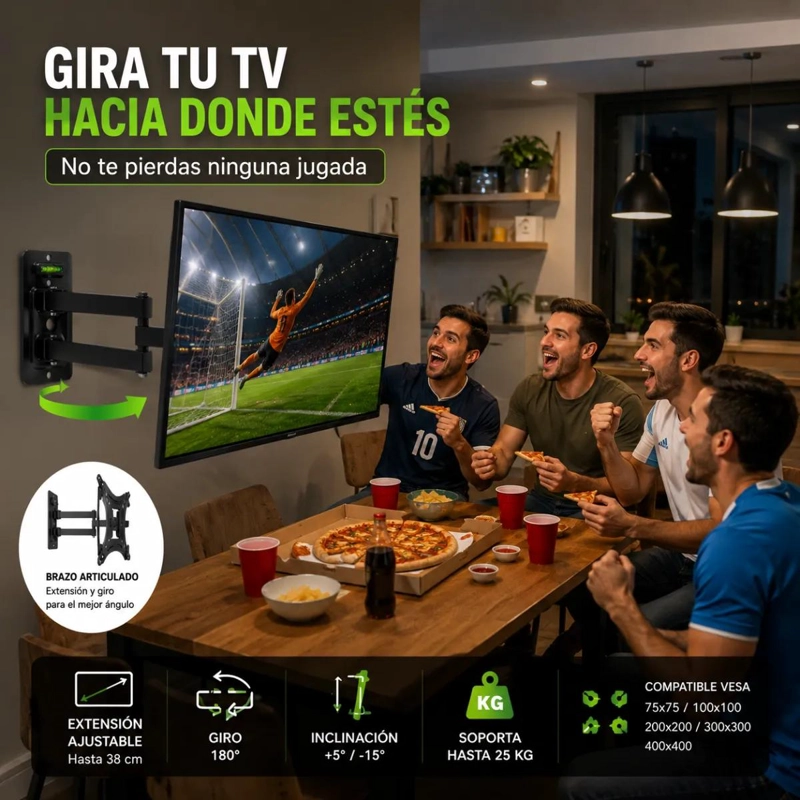 SOPORTE DE PARED ARTICULADO PARA TV DE 10 A 32 PULGADAS - 4