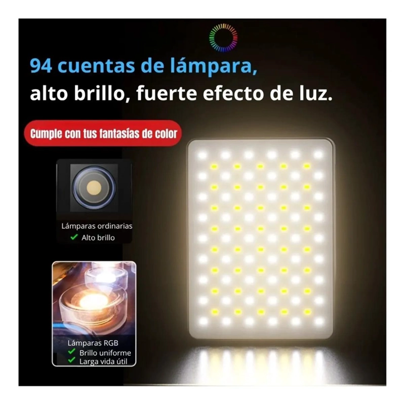 LUZ LED PORTATIL RGB AJUSTABLE PARA FOTOGRAFIA Y VIDEO - 10