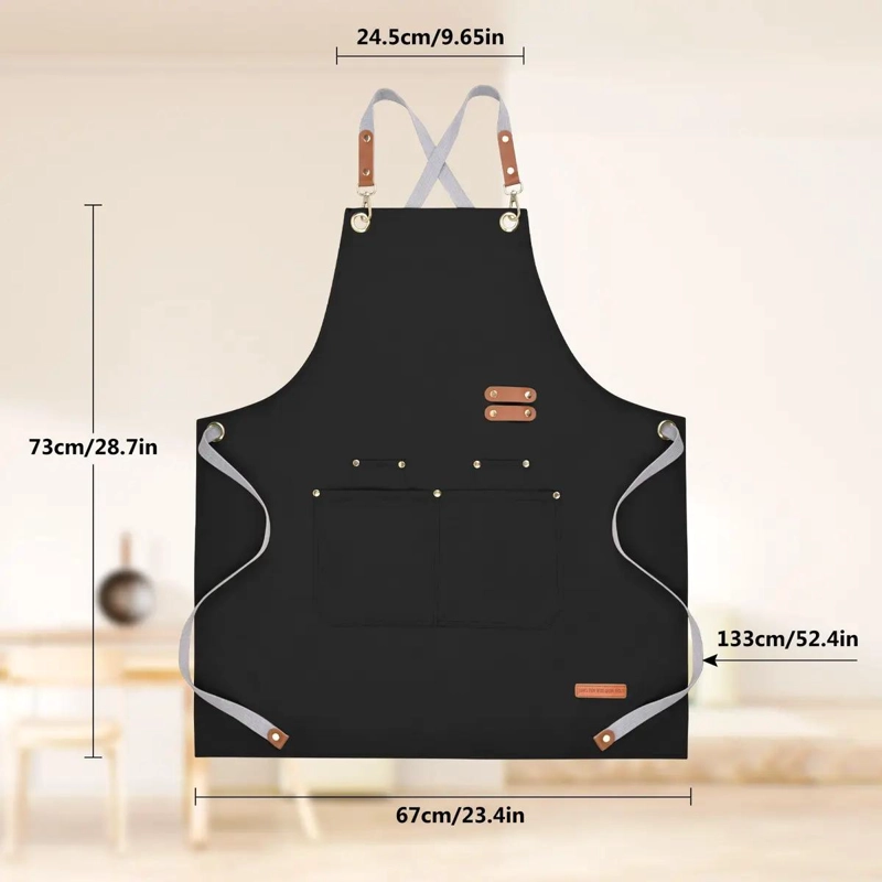 DELANTAL DE LONA IMPERMEABLE PARA COCINA Y TALLER, PAQUETE DE 2 - 2