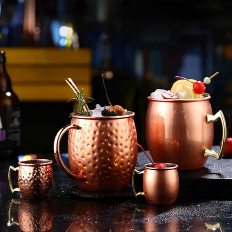 SET DE 6 VASOS DE ACERO INOXIDABLE CON ACABADO COBRE PARA COCTELES 60ML - 7