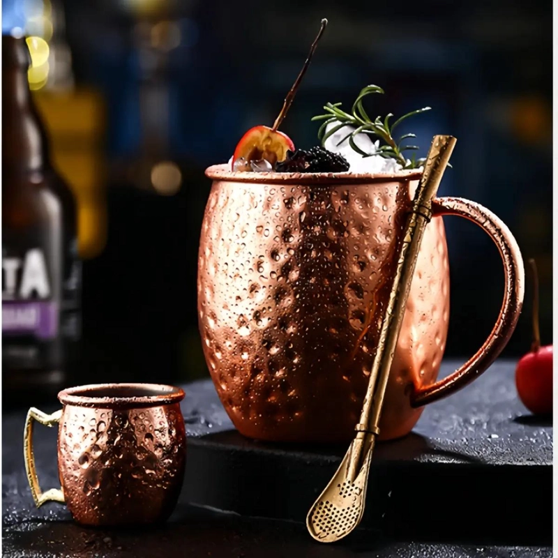SET DE 6 VASOS DE ACERO INOXIDABLE CON ACABADO COBRE PARA COCTELES 60ML - 8