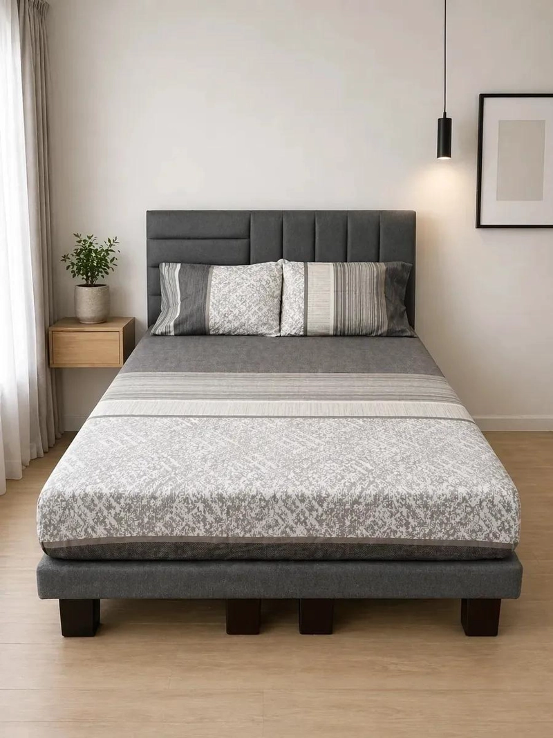 SABANAS 1.5 PLAZAS 144 HILOS ESTAMPADAS EN TONOS AZULES - 1