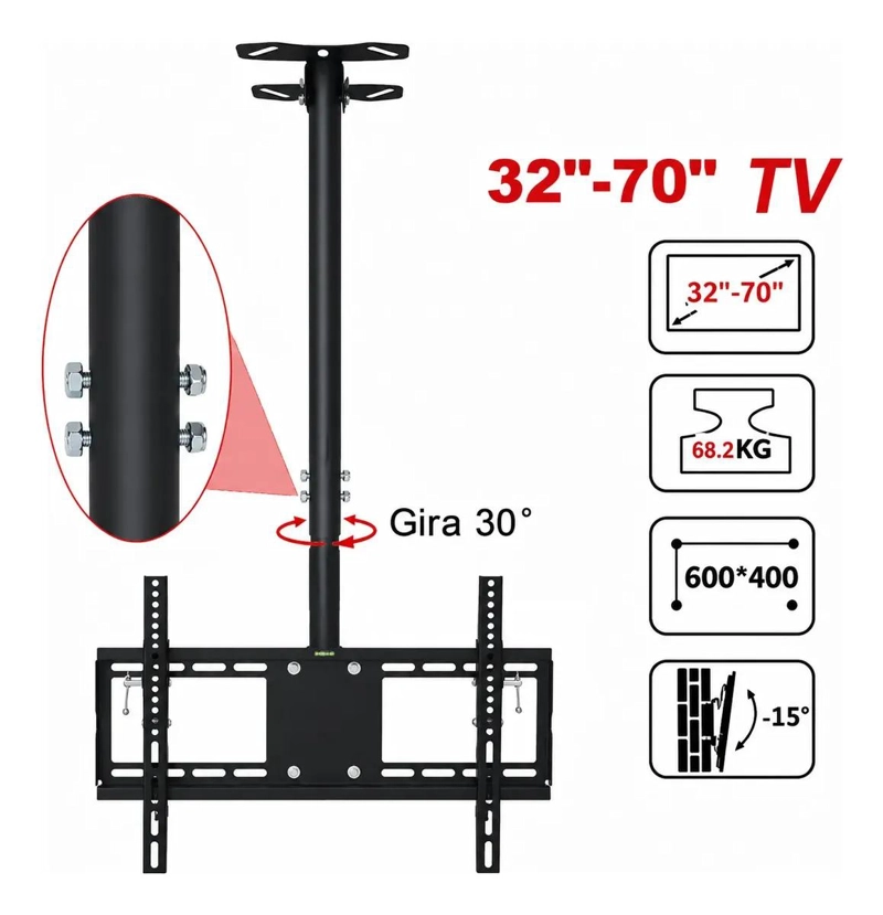 SOPORTE DE TECHO AJUSTABLE PARA TELEVISORES DE 32 A 75 PULGADAS - 5