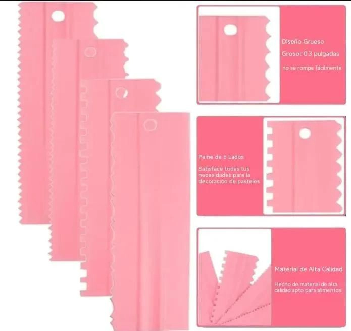 SET DE 4 ALISADORES PLASTICOS PARA REPOSTERIA CON BORDES VARIADOS - 7