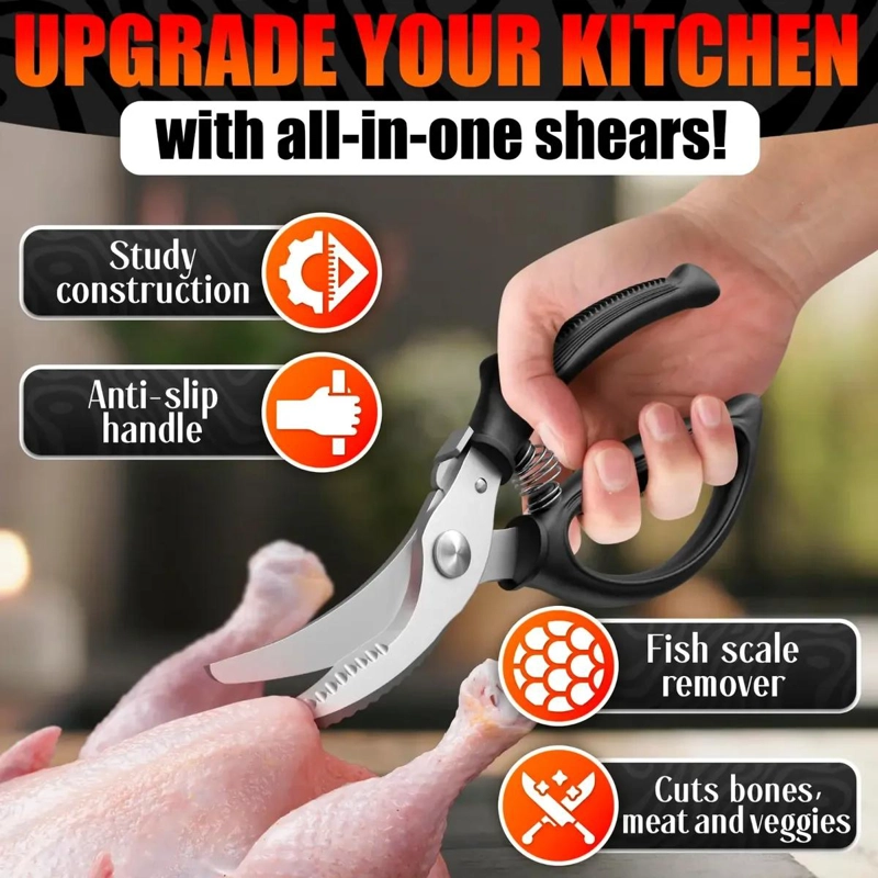 TIJERAS MULTIFUNCIONALES DE ACERO INOXIDABLE PARA COCINA DE 10 PULGADAS - 3