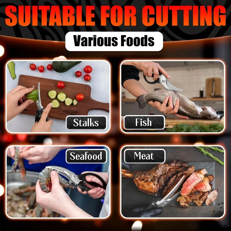 TIJERAS MULTIFUNCIONALES DE ACERO INOXIDABLE PARA COCINA DE 10 PULGADAS - 7