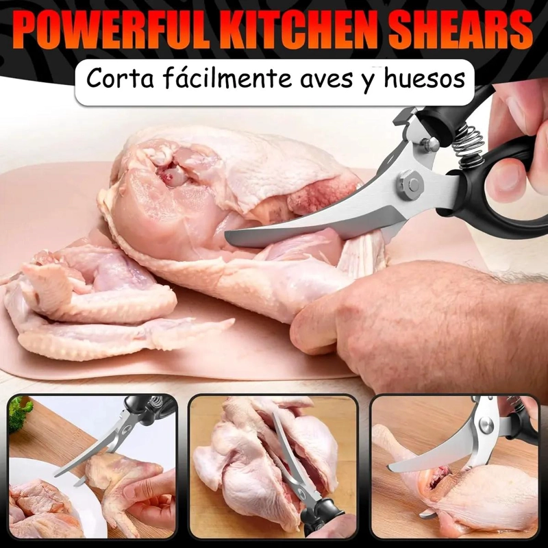 TIJERA DE ACERO INOXIDABLE PARA CORTAR POLLO, PESCADO Y HUESO - 6