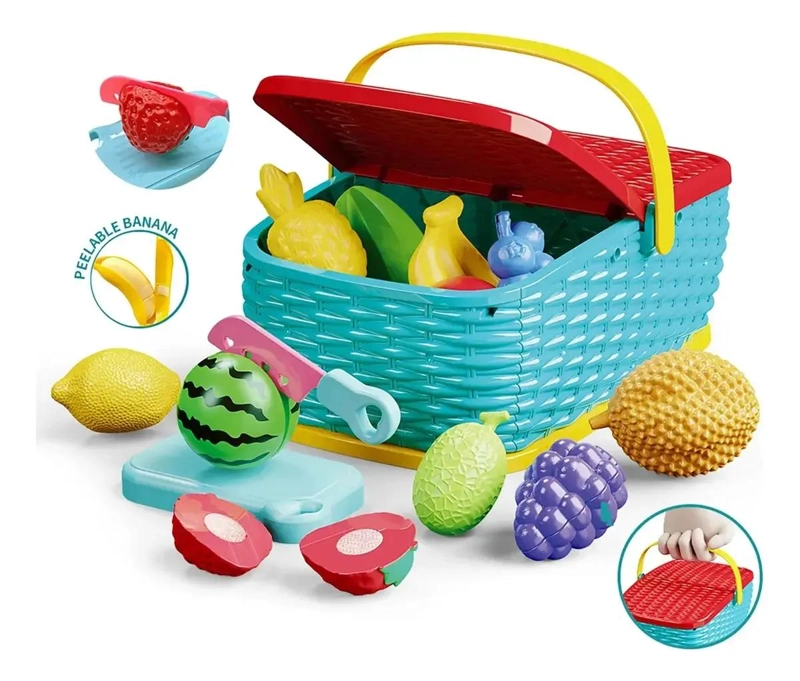 SET DE FRUTAS PARA CORTAR CON CESTA DE PICNIC PORTATIL - 3