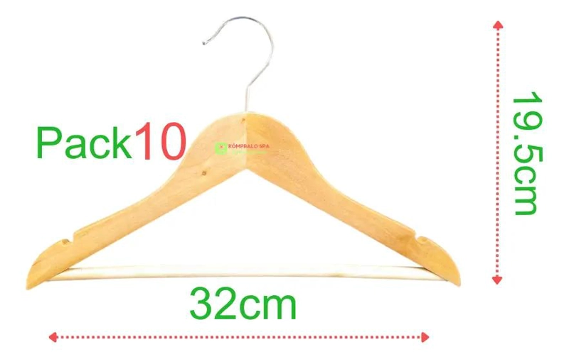 PACK DE 10 COLGADORES DE MADERA PARA ROPA INFANTIL Y ADULTOS - 2