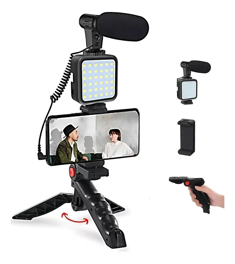 KIT COMPLETO DE GRABACION PARA VLOGS CON MICROFONO Y LUZ - 1