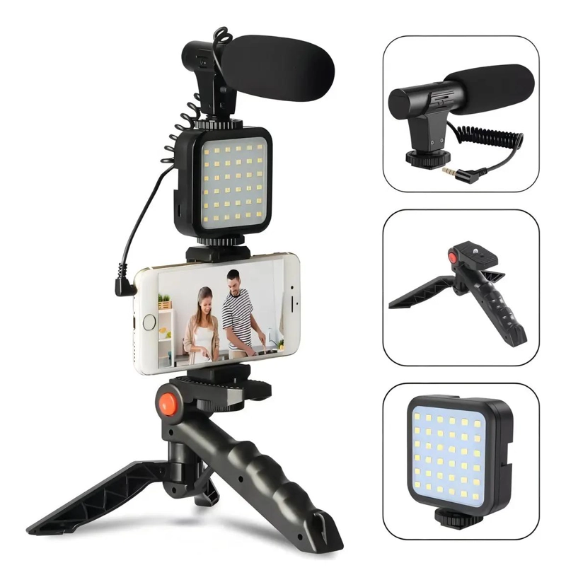 KIT COMPLETO DE GRABACION PARA VLOGS CON MICROFONO Y LUZ - 3