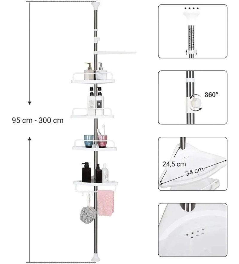 ESTANTERIA TELESCOPICA PARA BAÑO Y DUCHA AJUSTABLE - 7