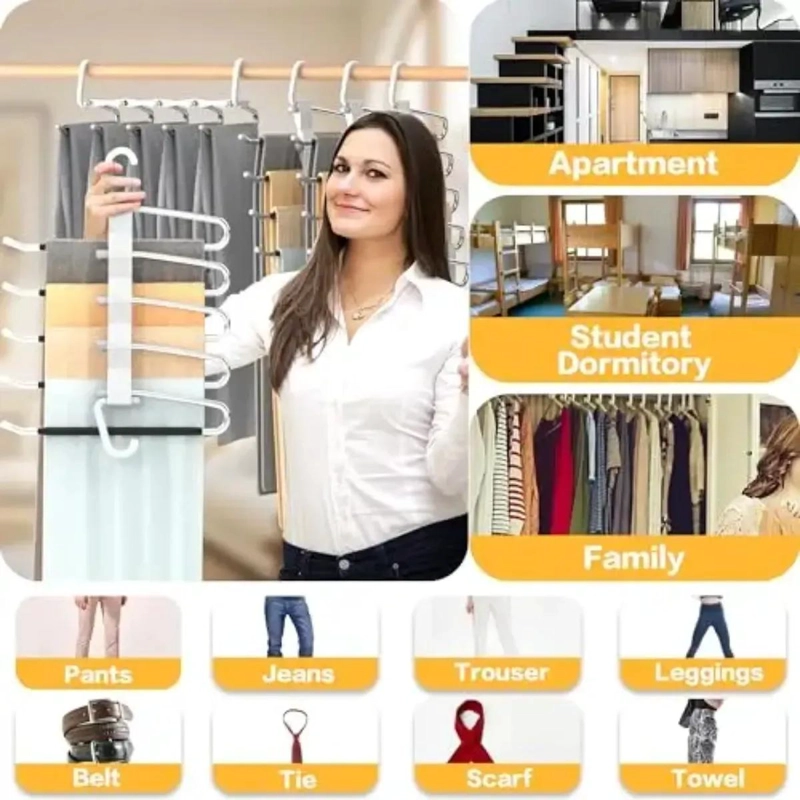 COLGADOR MULTIFUNCIONAL 5 EN 1 ANTIDESLIZANTE PARA ROPA - 5
