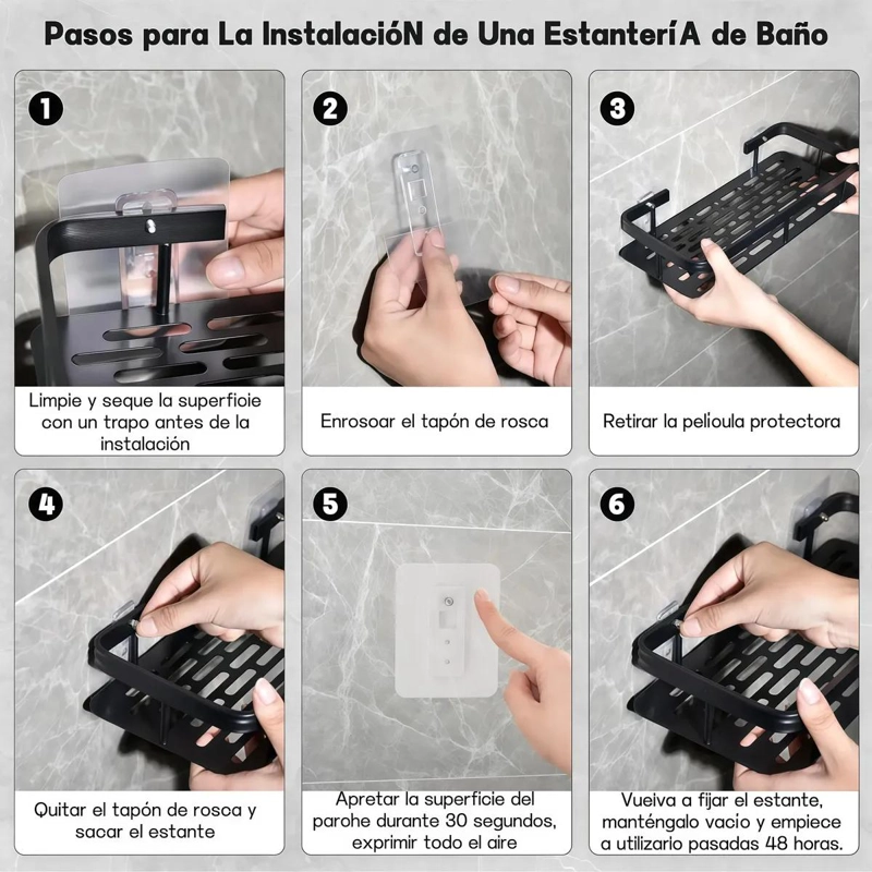 ESTANTE ORGANIZADOR ADHESIVO PARA BAÑO IMPERMEABLE - 7