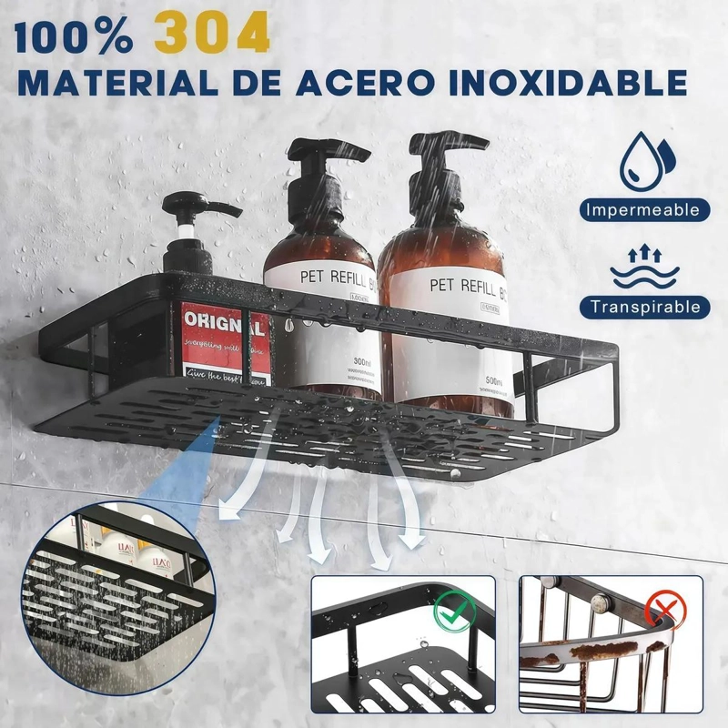 ESTANTE ORGANIZADOR ADHESIVO PARA BAÑO IMPERMEABLE - 8