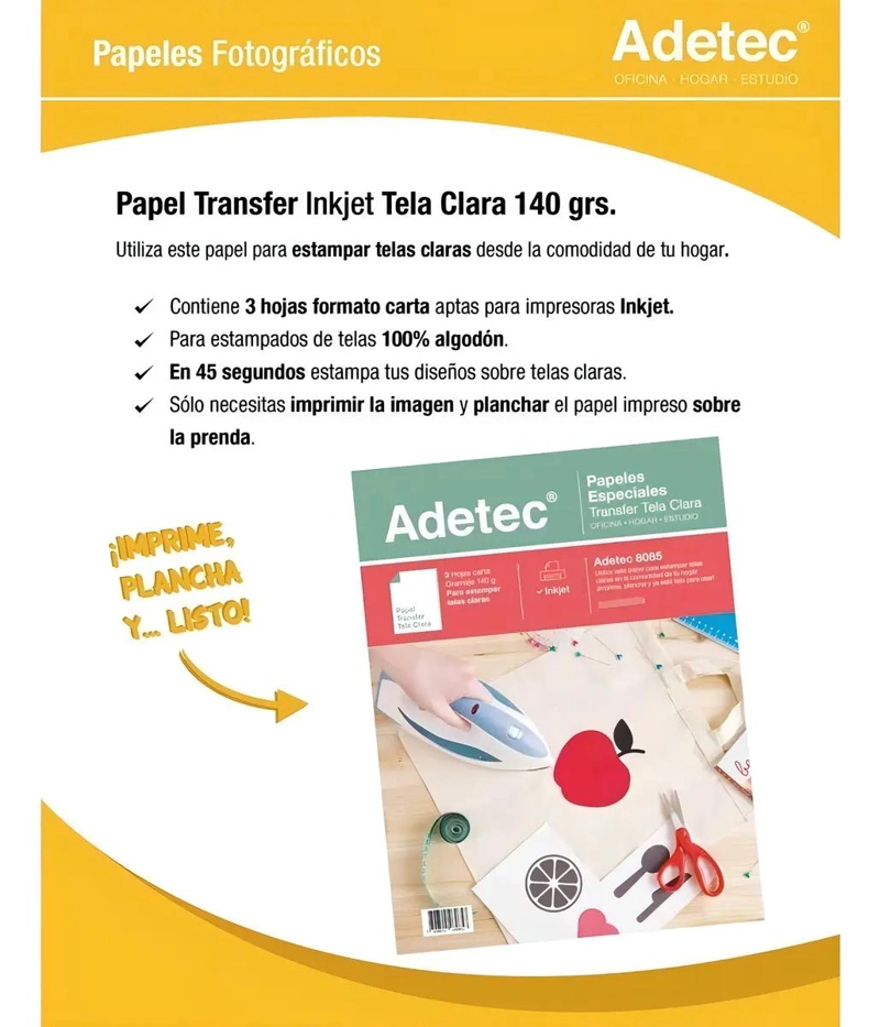 PAPEL TRANSFER PARA ESTAMPADO EN TELAS CLARAS - 2