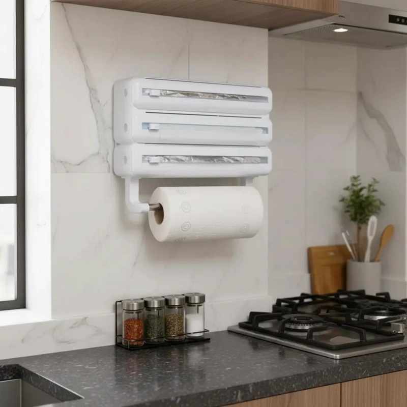 DISPENSADOR ORGANIZADOR DE PAPEL DE COCINA MULTIFUNCIONAL 4 EN 1 - 2