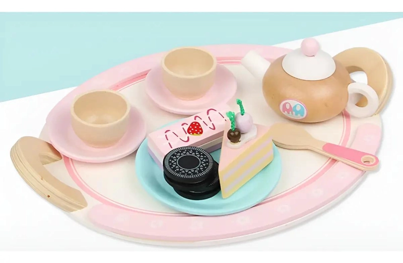 JUEGO DE TE  DE MADERA PARA NIÑOS CON TAZAS Y TETERA - 1
