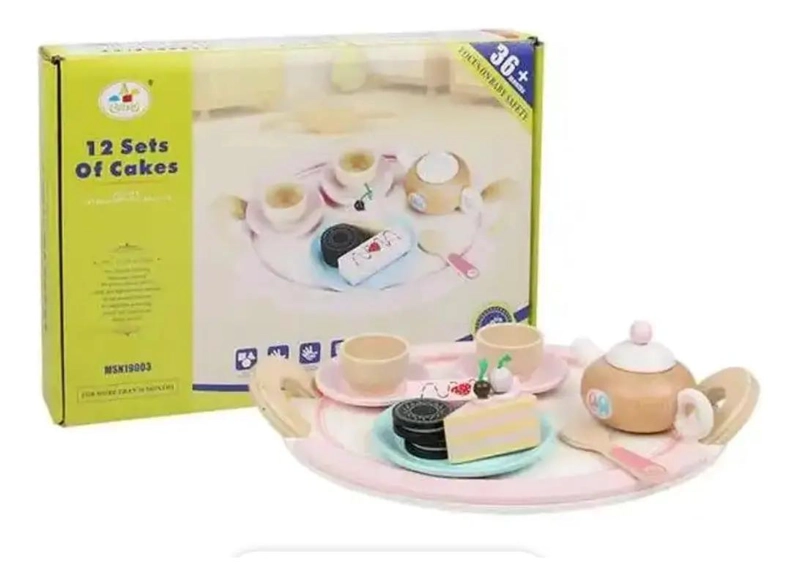 JUEGO DE TE  DE MADERA PARA NIÑOS CON TAZAS Y TETERA - 5