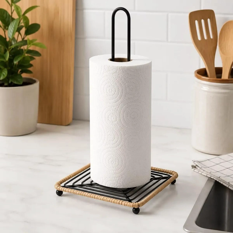SOPORTE METALICO PARA PAPEL DE COCINA CON BASE ANTIDESLIZANTE - 3