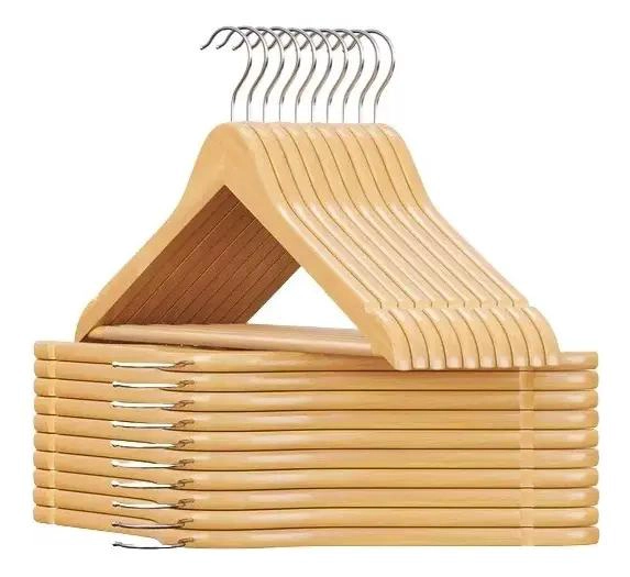 PACK DE 15 COLGADORES DE MADERA CON GANCHO ANTIDESLIZANTE - 1