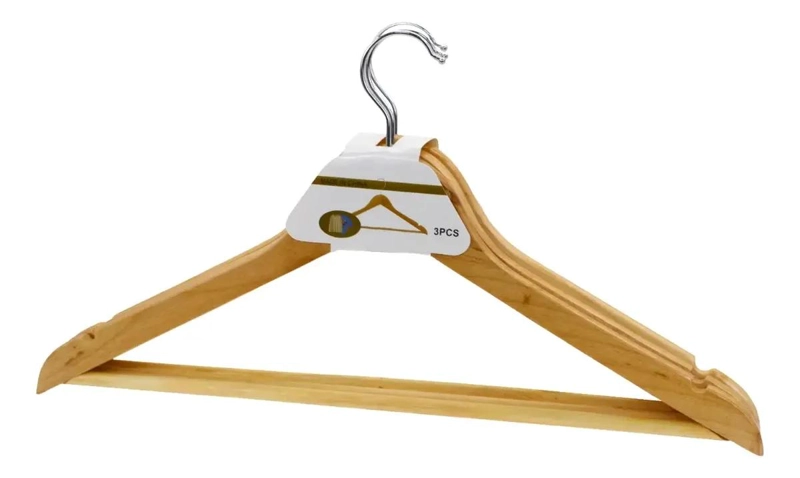 PACK DE 15 COLGADORES DE MADERA CON GANCHO ANTIDESLIZANTE - 2