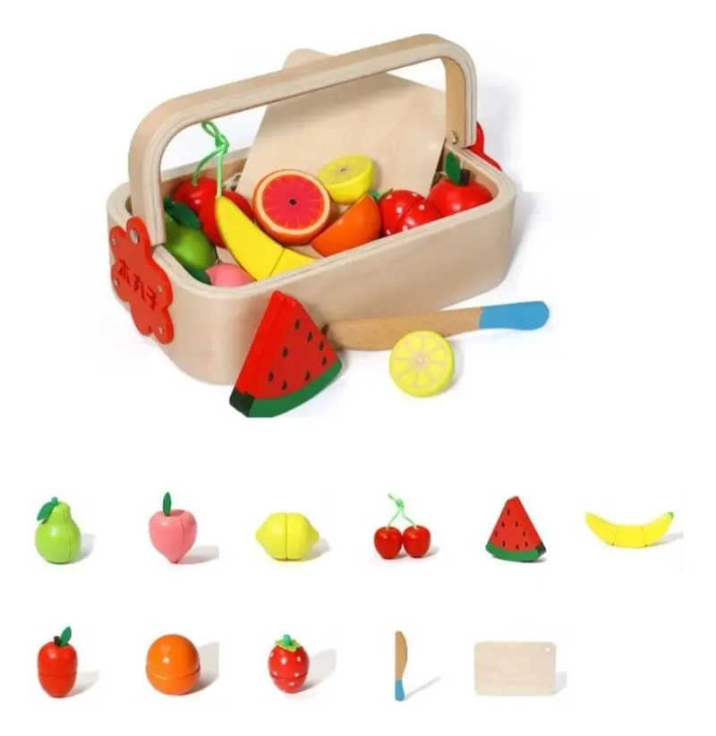 SET DE FRUTAS Y VERDURAS DE MADERA PARA NIÑOS - 1