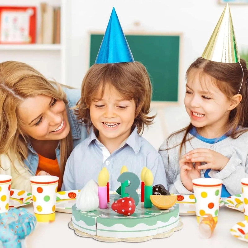 PASTEL DE CUMPLEAÑOS DE MADERA PARA JUGAR Y APRENDER - 6