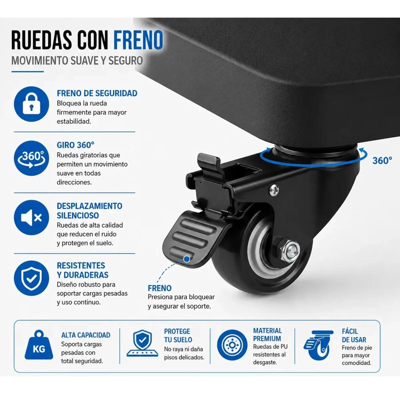 SOPORTE MOVIL PARA TV CON RUEDAS DE 32 A 75 PULGADAS - 5