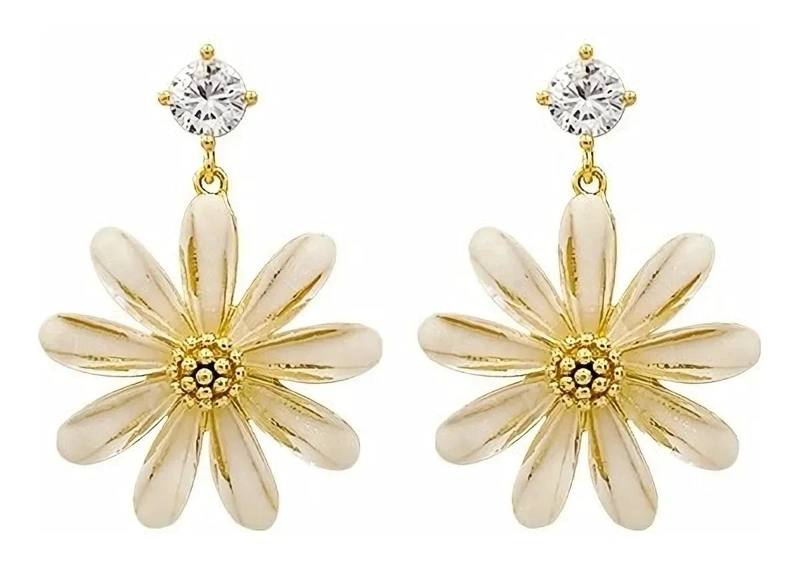 AROS COLGANTES FLOR DE LUZ EN PLATA S925 Y DORADO - 1