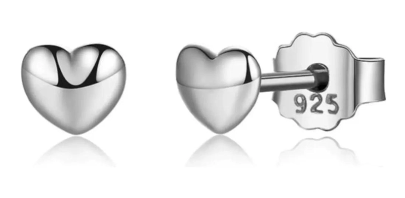 AROS ELEGANTES DE PLATA 925 CON DISEÑO DE CORAZON - 1