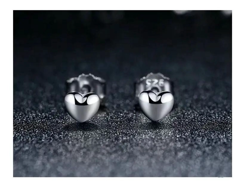 AROS ELEGANTES DE PLATA 925 CON DISEÑO DE CORAZON - 2