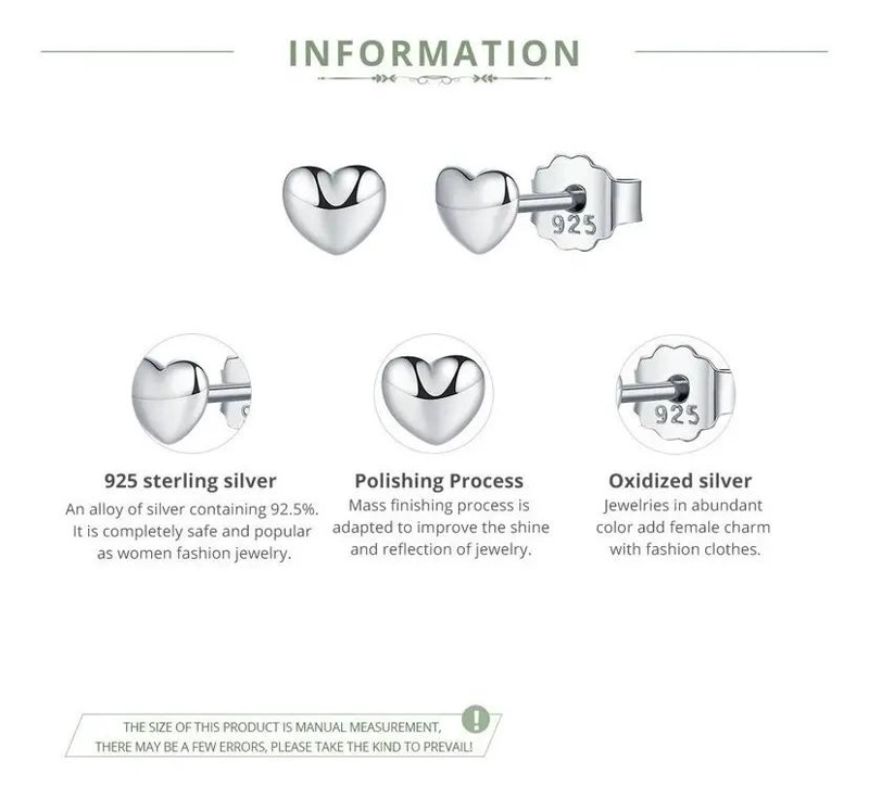 AROS ELEGANTES DE PLATA 925 CON DISEÑO DE CORAZON - 4
