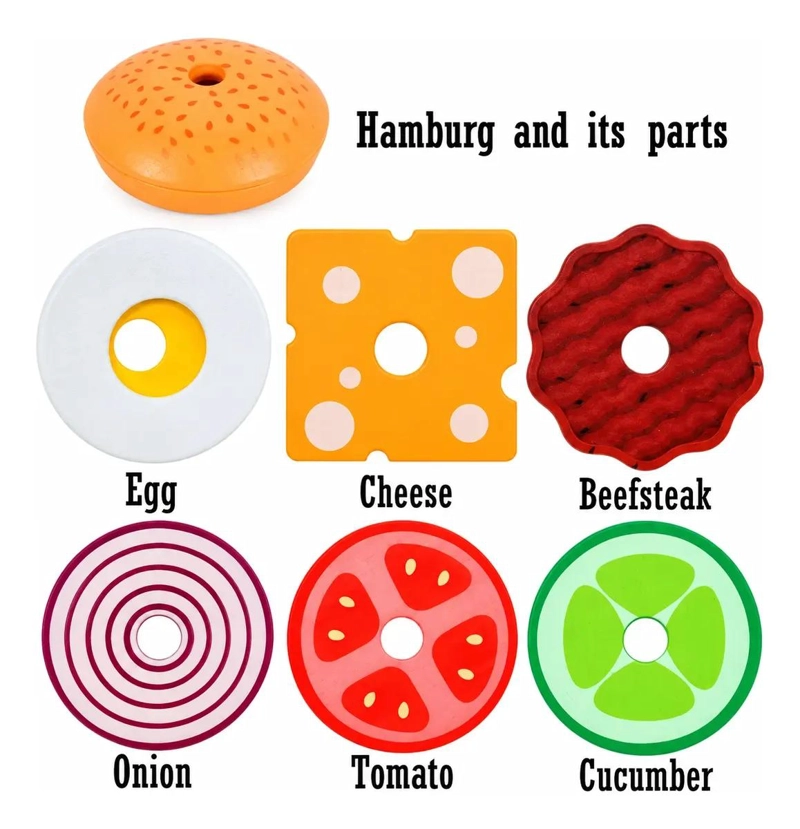 JUEGO DIDACTICO HAMBURGUESA ARMABLE PARA NIÑOS DE 3 AÑOS - 1