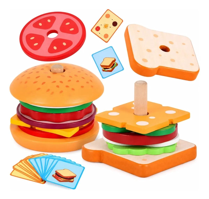 JUEGO DIDACTICO HAMBURGUESA ARMABLE PARA NIÑOS DE 3 AÑOS - 5