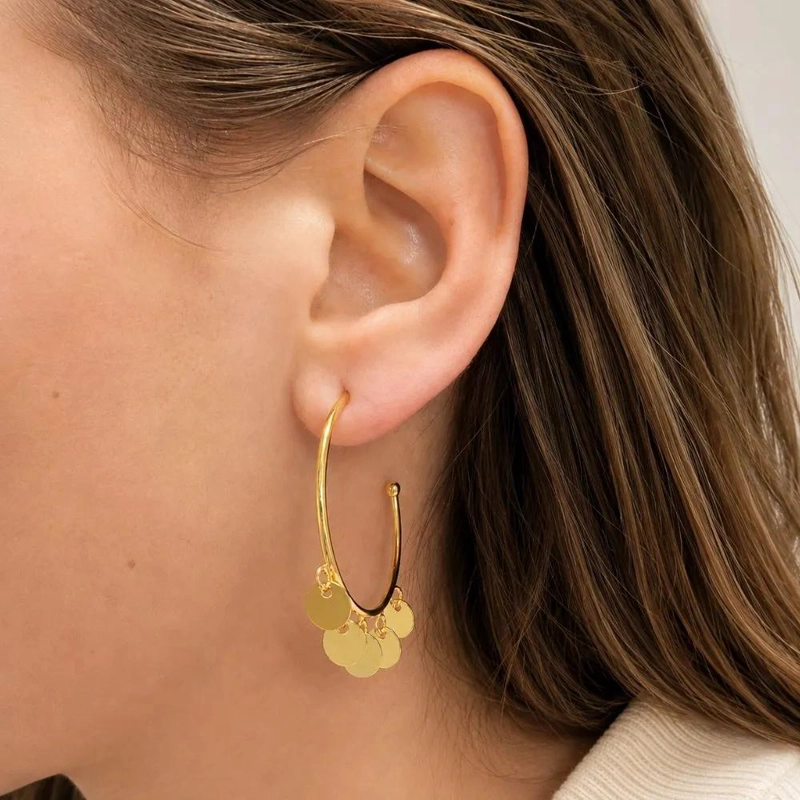 AROS ELEGANTES PARA MUJER BAÑADOS EN ORO DE 3 CAPAS - 2