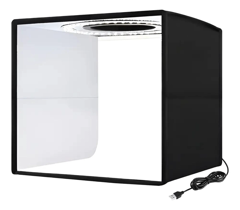 MINI ESTUDIO PORTATIL CON LUZ LED Y FONDO INTERCAMBIABLE - 1