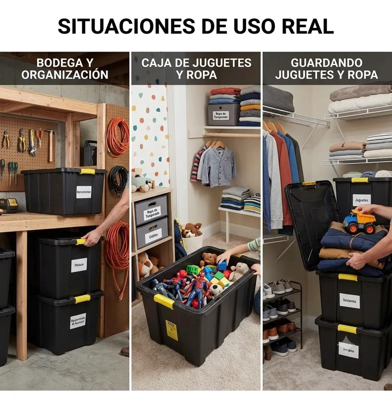 BAUL ORGANIZADORA PLASTICO 150 LITROS MULTIUSO APILABLE - 8