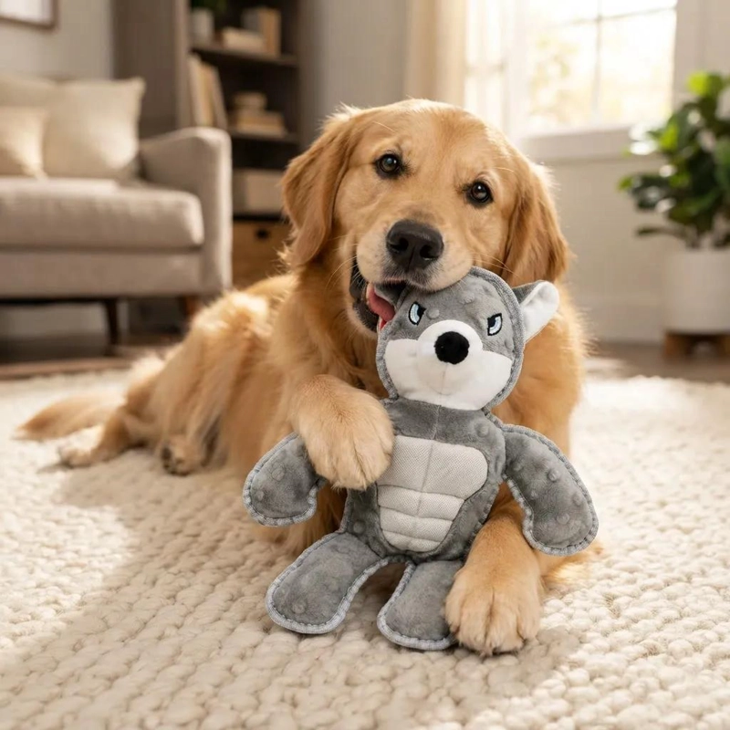 PELUCHE LOBO Y MONO MORDEDOR RESISTENTE PARA PERROS - 5