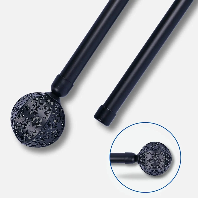 BARRAS DE CORTINA EXTENSIBLES METALICAS 120-210 CM COLOR NEGRO - 2